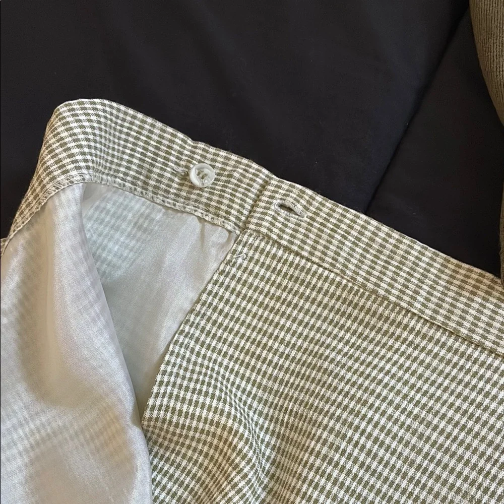 Gingham Midi Wrap Skirt; Vintage Light Olive Green & White, Lined, Size 2; EUC - Picture 7 of 10